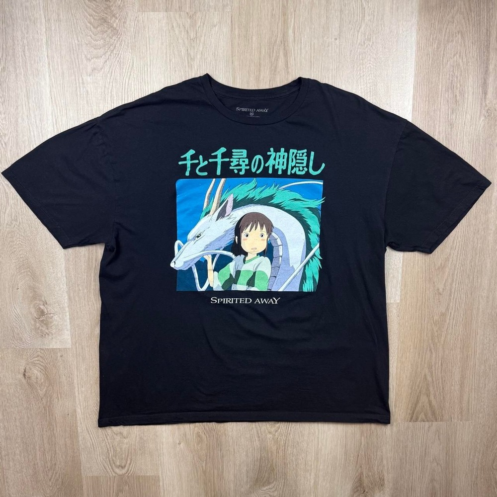 Official Studio Ghibli Spirited Away Haku & Chihiro Graphic Tee Shirt Black XXL